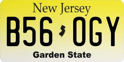 NJ license plate B56OGY