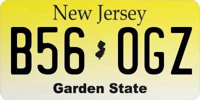 NJ license plate B56OGZ