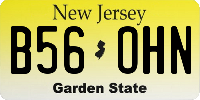 NJ license plate B56OHN