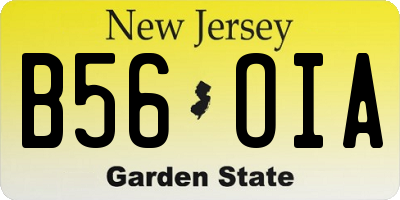 NJ license plate B56OIA