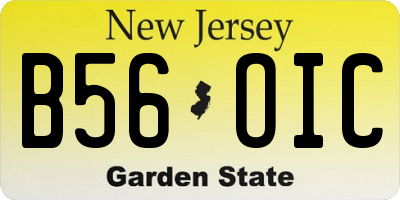 NJ license plate B56OIC