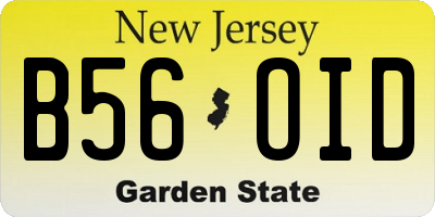 NJ license plate B56OID