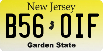 NJ license plate B56OIF