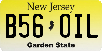 NJ license plate B56OIL