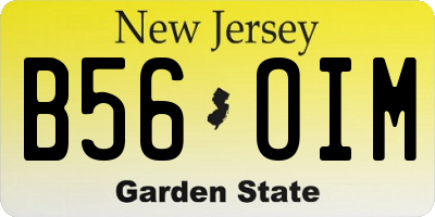 NJ license plate B56OIM