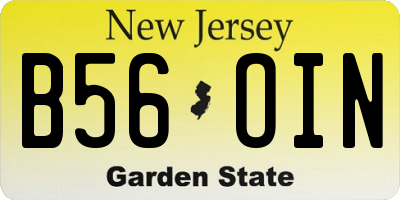 NJ license plate B56OIN