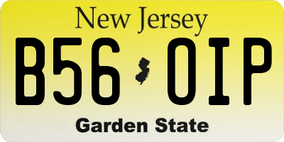 NJ license plate B56OIP