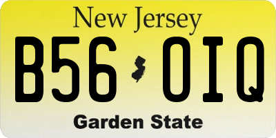 NJ license plate B56OIQ