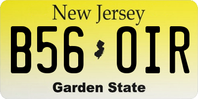 NJ license plate B56OIR