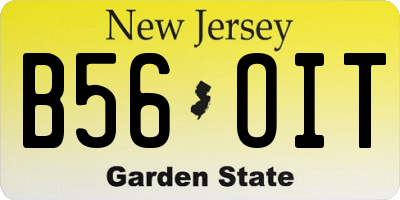 NJ license plate B56OIT