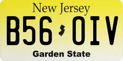 NJ license plate B56OIV