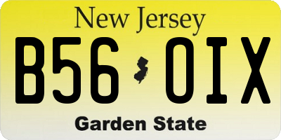 NJ license plate B56OIX
