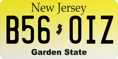 NJ license plate B56OIZ