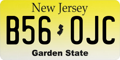 NJ license plate B56OJC
