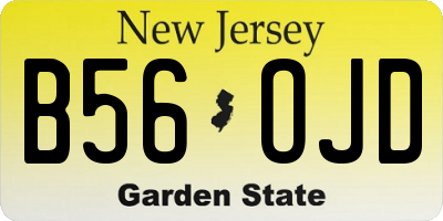 NJ license plate B56OJD