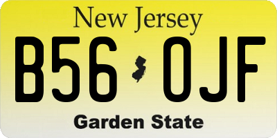 NJ license plate B56OJF