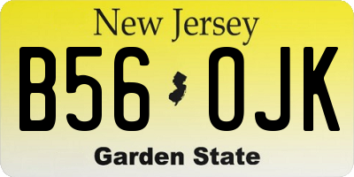 NJ license plate B56OJK