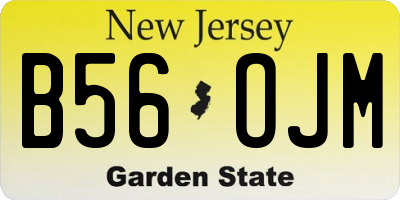 NJ license plate B56OJM