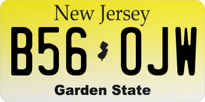 NJ license plate B56OJW
