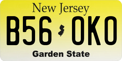 NJ license plate B56OKO