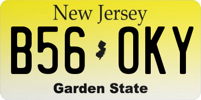 NJ license plate B56OKY