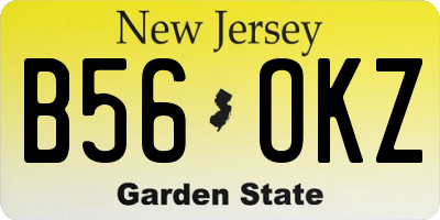 NJ license plate B56OKZ