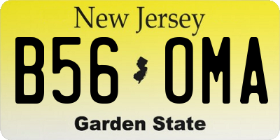 NJ license plate B56OMA