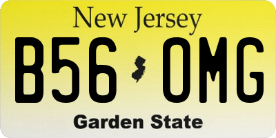 NJ license plate B56OMG
