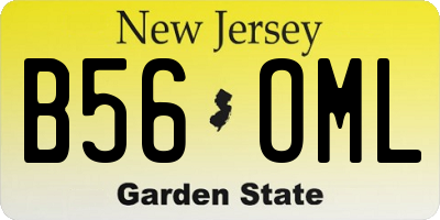 NJ license plate B56OML