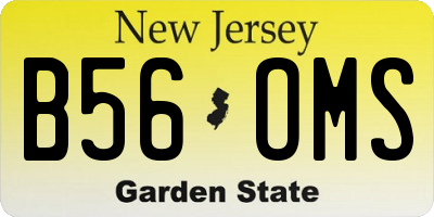 NJ license plate B56OMS