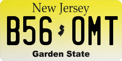 NJ license plate B56OMT