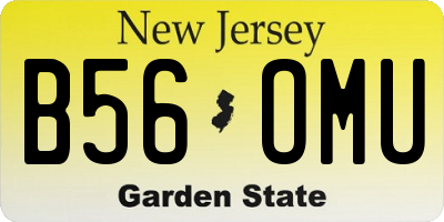 NJ license plate B56OMU