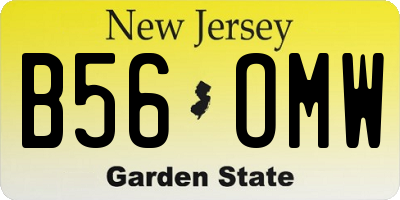 NJ license plate B56OMW