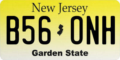 NJ license plate B56ONH