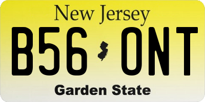 NJ license plate B56ONT