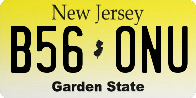 NJ license plate B56ONU