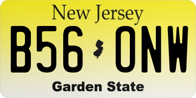 NJ license plate B56ONW