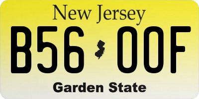 NJ license plate B56OOF