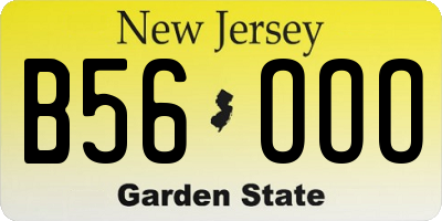 NJ license plate B56OOO