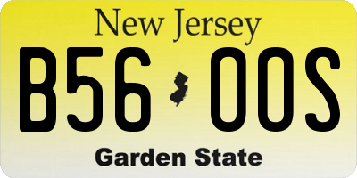 NJ license plate B56OOS