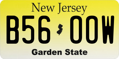 NJ license plate B56OOW
