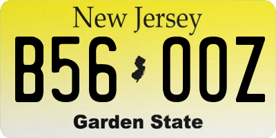 NJ license plate B56OOZ