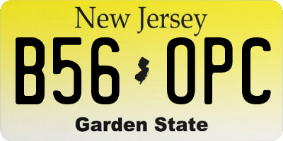 NJ license plate B56OPC