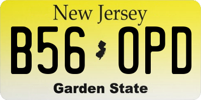 NJ license plate B56OPD