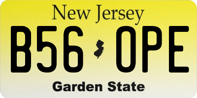NJ license plate B56OPE