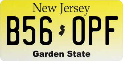 NJ license plate B56OPF