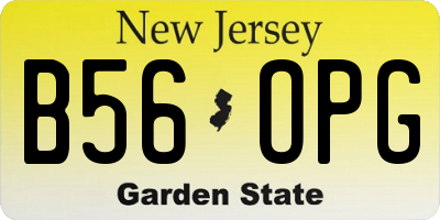 NJ license plate B56OPG