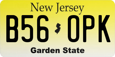 NJ license plate B56OPK