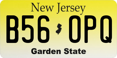 NJ license plate B56OPQ