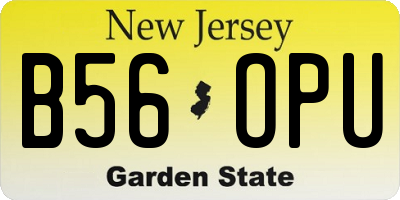 NJ license plate B56OPU